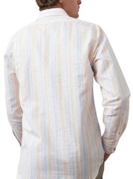 Camicia a righe beige Altonadock per uomo