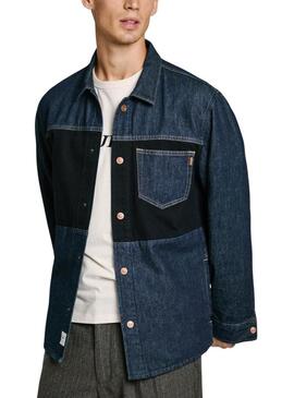 Camicia Pepe Jeans Baz in denim bicolore per uomo