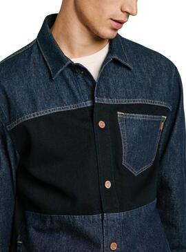 Camicia Pepe Jeans Baz in denim bicolore per uomo