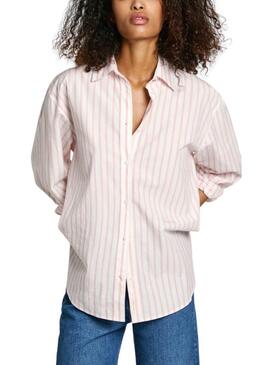 Camicia a righe rosa Pepe Jeans Artemisa per donna