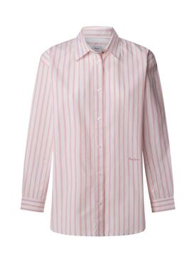 Camicia a righe rosa Pepe Jeans Artemisa per donna