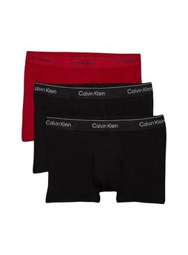 Pacco da 3 boxer Calvin Klein neri e rossi per uomo.