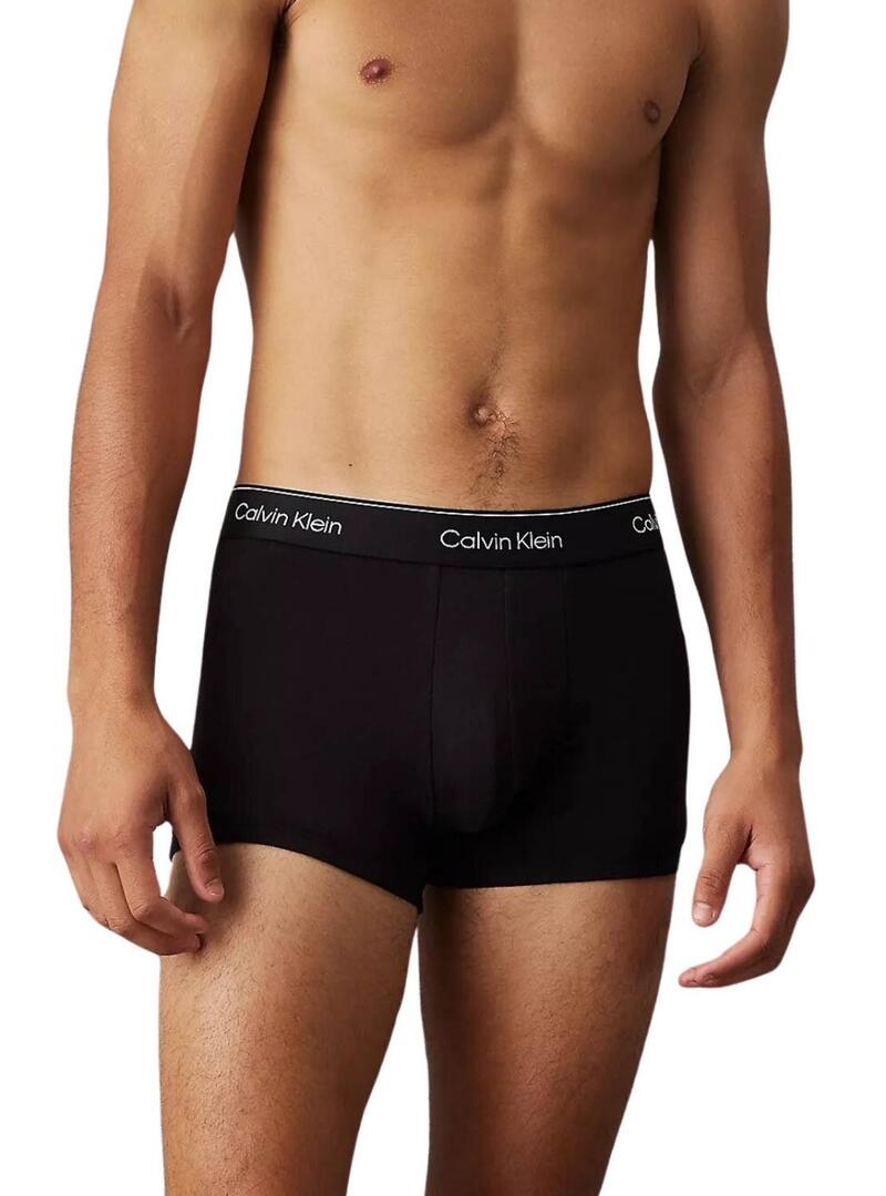 Confezione da 3 boxer neri Calvin Klein con vita nera per uomo