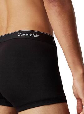 Confezione da 3 boxer neri Calvin Klein con vita nera per uomo