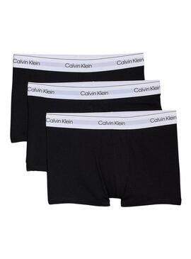 Pacco di 3 boxer Calvin Klein neri con cintura bianca per uomo.