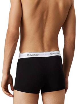 Pacco di 3 boxer Calvin Klein neri con cintura bianca per uomo.