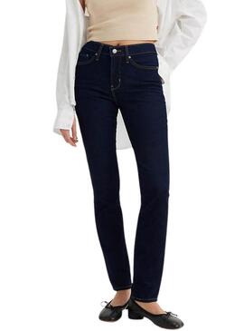 Pantaloni in denim Levis 312 Shaping slim scuro per donna