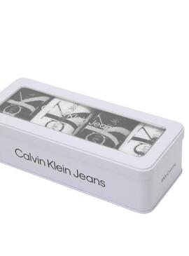 Scatola regalo 4 paia di calzini Calvin Klein con logo bianco e nero per donna