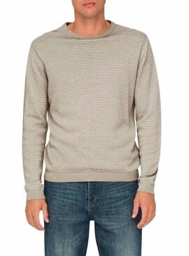 Maglia Only and Sons in struttura beige per uomo