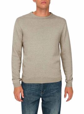 Maglia Only and Sons in struttura beige per uomo