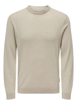 Maglia Only and Sons in struttura beige per uomo