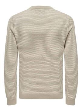 Maglia Only and Sons in struttura beige per uomo