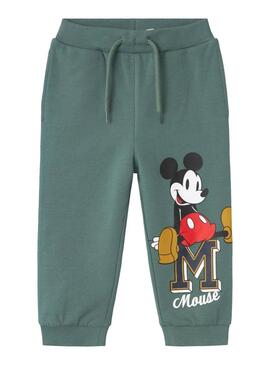 Jogger Name It Nayel Mickey verde per bambino