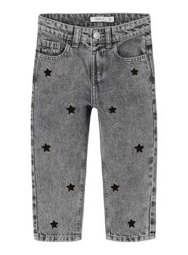 Pantaloni in denim Name It Mom Star grigi per ragazze