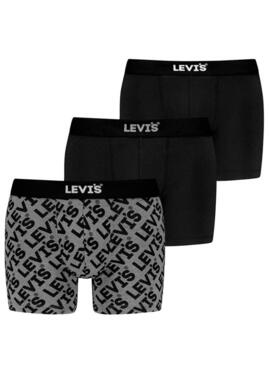 Scatola regalo Levis 3 boxer logo grigio per uomo