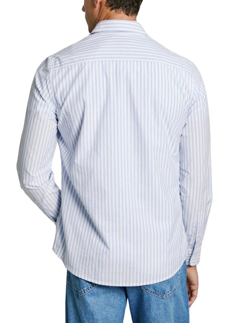 Camicia a righe blu Pepe Jeans Ander per uomo