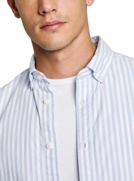 Camicia a righe blu Pepe Jeans Ander per uomo