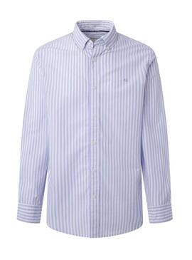 Camicia a righe blu Pepe Jeans Ander per uomo