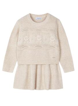 Set Mayoral gonna e maglione beige per ragazza