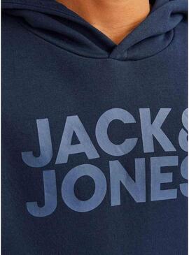 Felpa con cappuccio Jack and Jones Corp logo blu navy per bambino