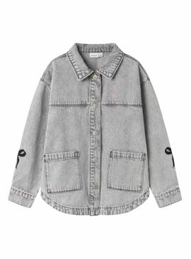 Camicia sovraffusa Name It Gloria in denim grigio per ragazze