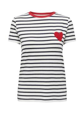 Maglietta Only Heart bianca e blu per donna