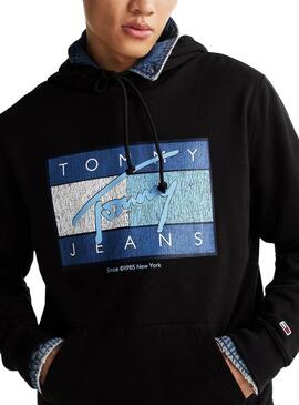 Felpa Tommy Jeans DNA nera per uomo