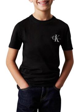 Maglietta Calvin Klein Jeans Monologo nera per bambini