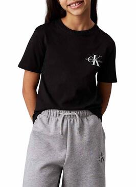 Maglietta Calvin Klein Jeans Monologo nera per bambini