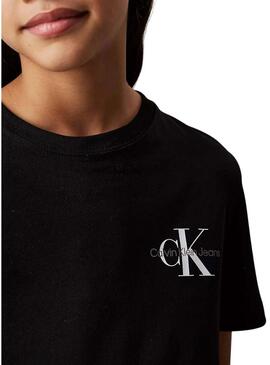 Maglietta Calvin Klein Jeans Monologo nera per bambini