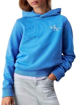 Felpa Calvin Klein Monogram blu per bambini