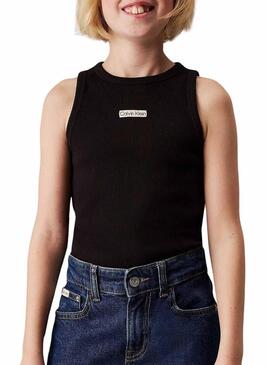 Maglietta Calvin Klein Tank Top nera per ragazze