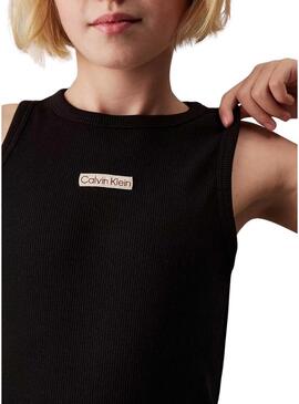 Maglietta Calvin Klein Tank Top nera per ragazze