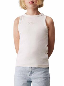 Maglietta Calvin Klein Tank Top beige per ragazza