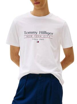 Maglietta Tommy Hilfiger Stack bianca per uomo