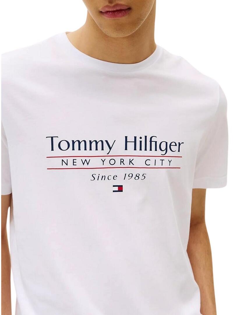 Maglietta Tommy Hilfiger Stack bianca per uomo