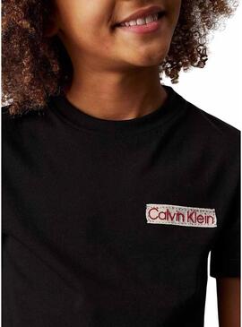 Maglietta Calvin Klein Jeans Label nera per bambino.