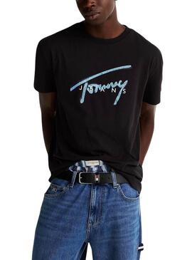 Maglietta Tommy Jeans Signature nera per uomo