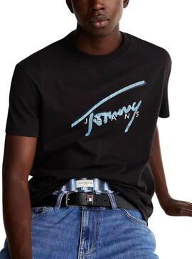 Maglietta Tommy Jeans Signature nera per uomo