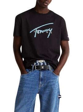 Maglietta Tommy Jeans Signature nera per uomo