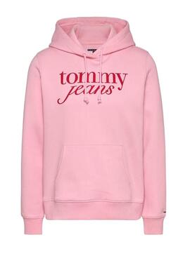 Felpa Tommy Jeans Ess Logo rosa per donna