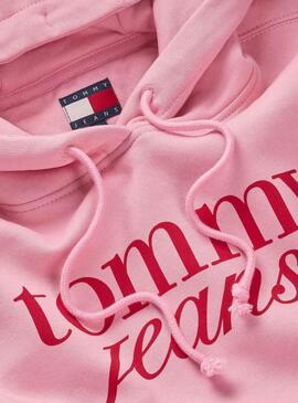 Felpa Tommy Jeans Ess Logo rosa per donna