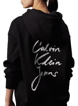 Felpa Calvin Klein Jeans Script nera per donna.