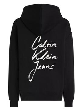 Felpa Calvin Klein Jeans Script nera per donna.