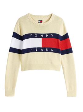 Maglia Tommy Jeans Center Flag gialla per donna