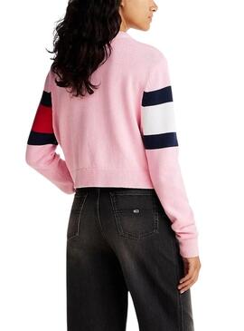 Maglia Tommy Jeans Center Flag rosa per donna