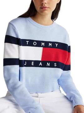 Maglia Tommy Jeans Center Flag blu per donna