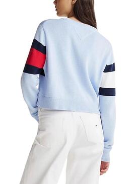 Maglia Tommy Jeans Center Flag blu per donna