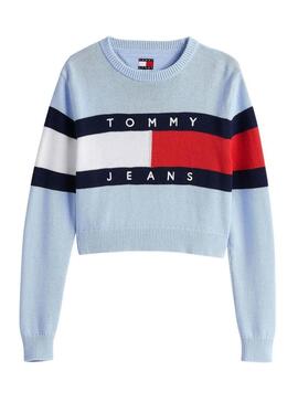 Maglia Tommy Jeans Center Flag blu per donna