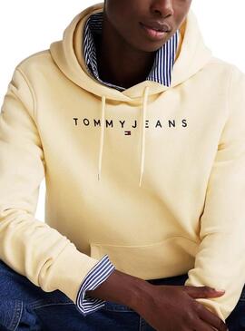 Felpa Tommy Jeans Linear Hoodie gialla per donna